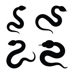 Simple snake silhouette vector illustration, snake silhouette, snake vector, reptile illustration, minimal snake design, animal silhouette