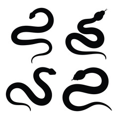 Simple snake silhouette vector illustration, snake silhouette, snake vector, reptile illustration, minimal snake design, animal silhouette