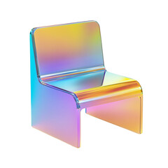 Obraz premium Iridescent modern chair design minimalist furniture art colorful seat