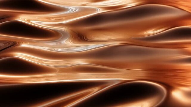 Beautiful flowing copper texture with smooth liquid surface in high-quality 4k resolution