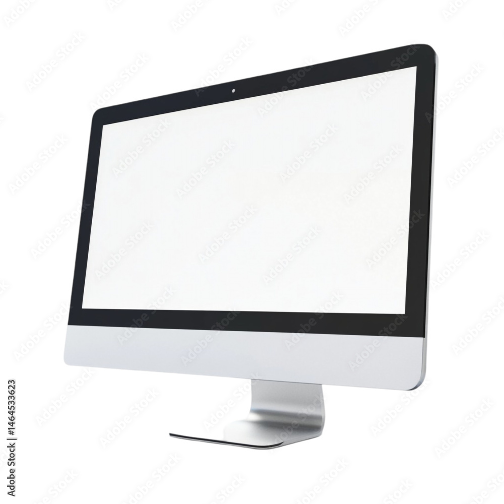 Poster sleek modern desktop computer with blank white screen ideal for presentations or design work