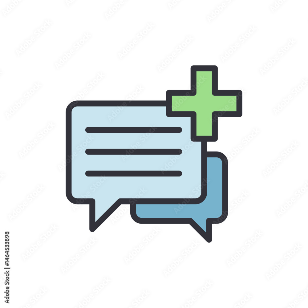 Poster new discussion icon with plus sign indicating adding new comment feature