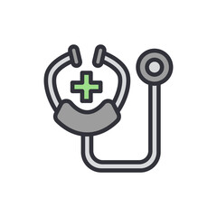 Vector Illustration of a Stylized Stethoscope with Medical Cross Symbol