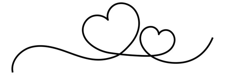 Vector illustration of an abstract one line continuous hand drawn heart, love icon