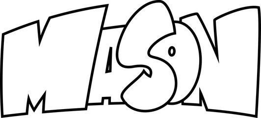 MASON Graffiti NAME - Street Art Urban Wall TAG Lettering Line Drawing Clipart - Transparent PNG Download for T-shirt, Sticker, Logo, Print, Cut, Sew