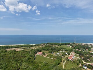 Obraz premium Aerial view of the vilage with sea