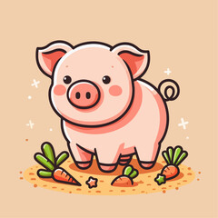 cartoon pig with a flower