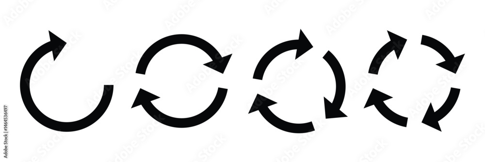 Poster circle arrow icon set. flat style recycle or circle arrow set symbol for web graphic design. rotatio