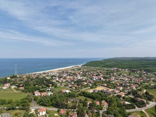 Aerial view of the vilage with sea