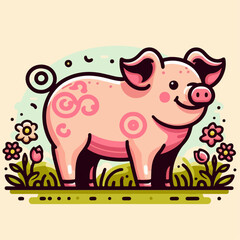 vector illustration of a pig