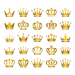 A silhouette of crowns Icon vector on a white background