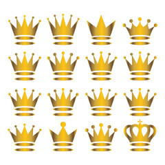 A silhouette of crowns Icon vector on a white background