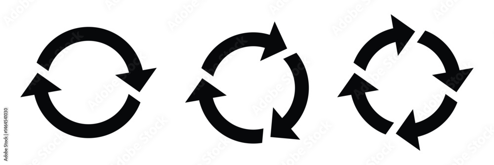 Poster circle arrow icon set. flat style recycle or circle arrow set symbol for web graphic design. rotatio