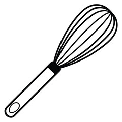 Black outline shows the wire whisk which has a handle on white
