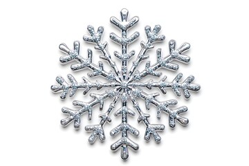 Sparkling silver snowflake ornament, detailed design