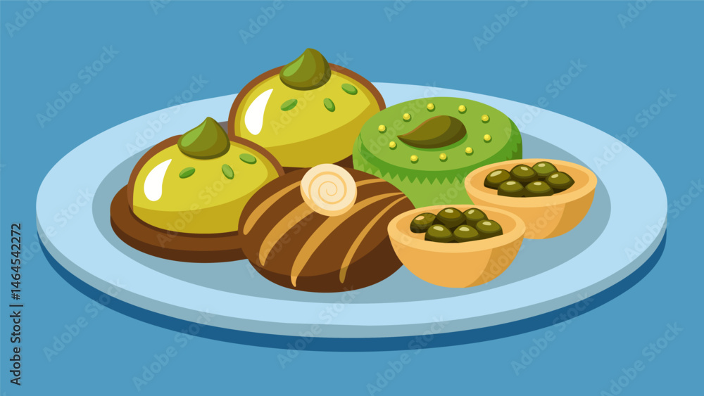 Poster a fusion of sweet and savory with delicate pastries filled with cheese or dates and topped with crus
