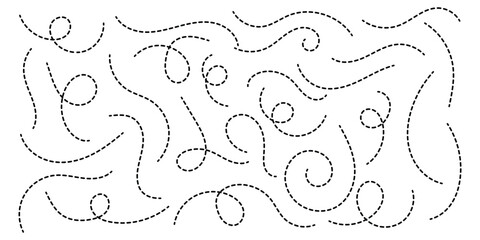 Hand drawn curve dotted line, Spiral dotted line hand drawn, Dotted lines path on white background
