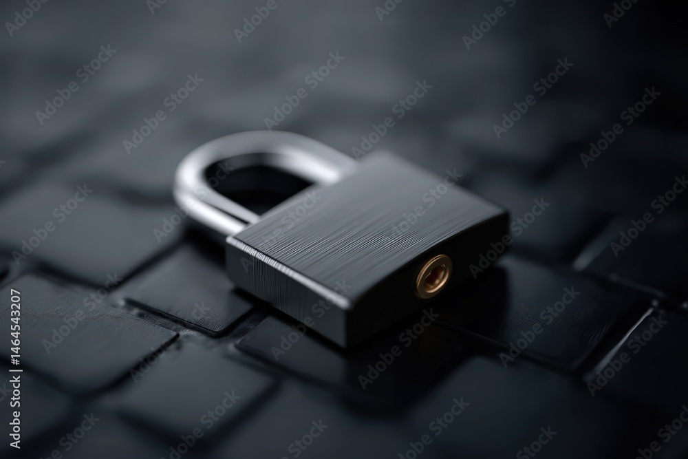 Aufkleber polished black padlock on dark textured surface symbolizing security and privacy creating a striking