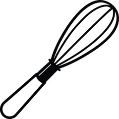 Black outline shows a balloon whisk used for mixing ingredients in culinary arts