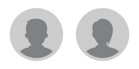 Set of male and female avatars. Abstract user profile icons and silhouettes. Vector badges for unknown or anonymous people.