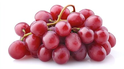 Fototapeta premium Fresh bunch of red grapes on a white background, showcasing their juicy texture and vibrant color