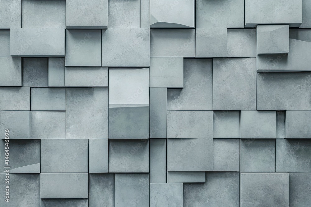 Poster abstract gray blocks arranged in a geometric pattern wall