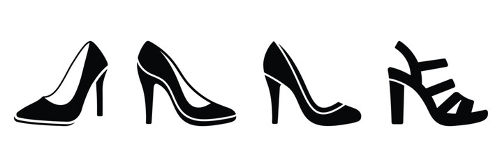 High heels shoes for women and girls icon, Women's high heel Shoes vector. ladies high shoes icon. High heel shoes icon on isolated white background. Vector illustration, EPS 10