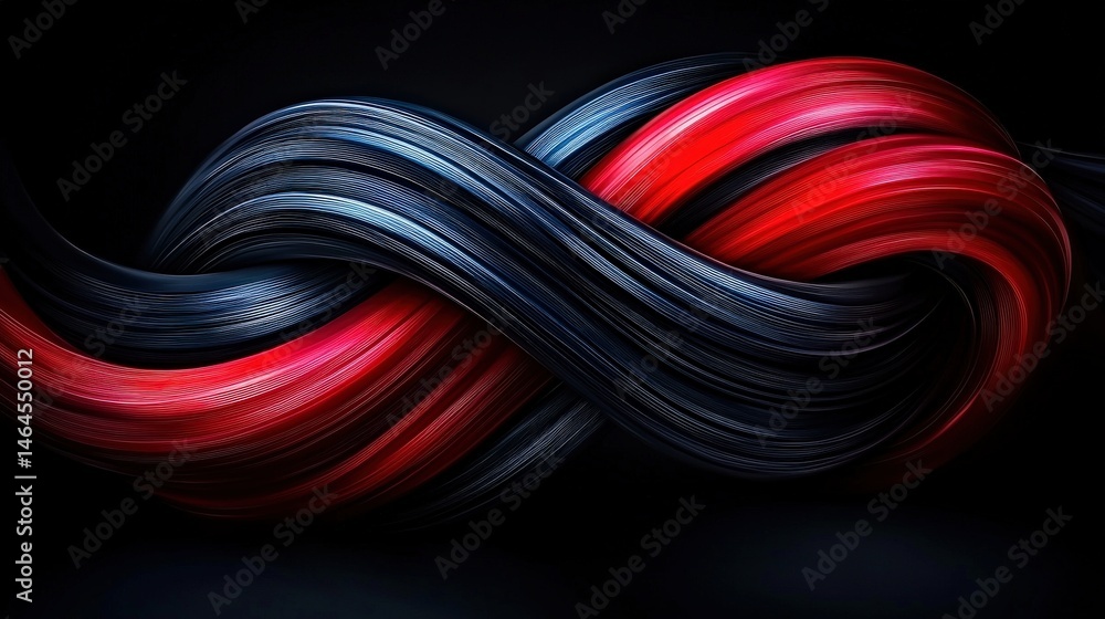 Poster bold red and black wave pattern creating an eye-catching and dynamic visual experience
