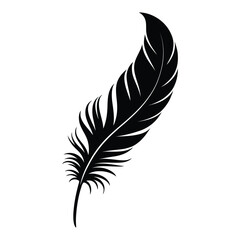 Obraz premium Calligraphy Feather Silhouette, Vector, Illustration, Icon, Logo, White Background.