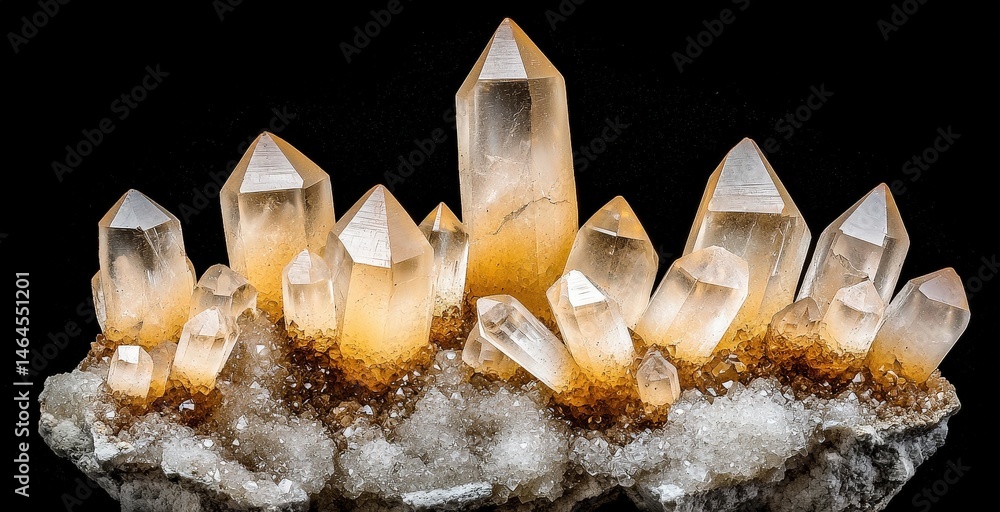 Poster cluster of crystals displaying unique shapes and colors that create a fascinating natural arrangemen