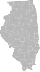 Obraz premium Illinois vector map with county boundaries (Albers equal area conic projection, PPT-compatible & fully editable)