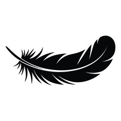 Cartoon Feather Silhouette, Vector, Illustration, Icon, Logo, White Background.