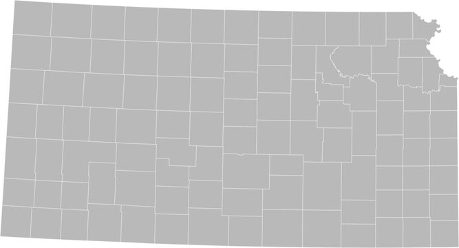 Kansas vector map with county boundaries (Albers equal area conic projection, PPT-compatible & fully editable)