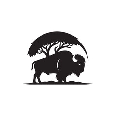 bison vector silhouette clip art logo illustration