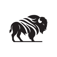 bison vector silhouette clip art logo illustration