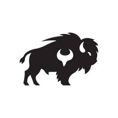 bison vector silhouette clip art logo illustration
