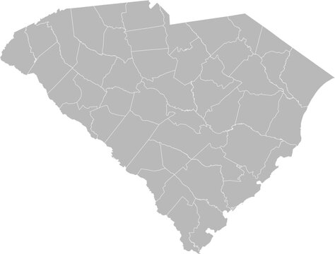 South Carolina vector map with county boundaries (Albers equal area conic projection, PPT-compatible & fully editable)