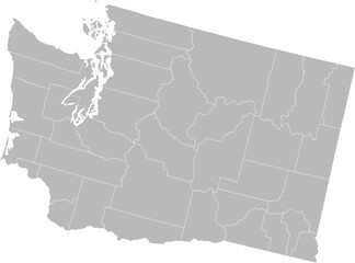 Obraz premium Washington vector map with county boundaries (Albers equal area conic projection, PPT-compatible & fully editable)