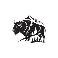bison vector silhouette clip art logo illustration