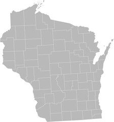 Wisconsin vector map with county boundaries (Albers equal area conic projection, PPT-compatible & fully editable)