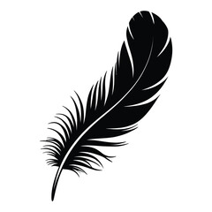 Obraz premium Dove Feather Silhouette, Vector, Illustration, Icon, Logo, White Background.