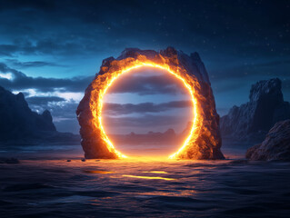 Fantasy glowing magical portal to another land