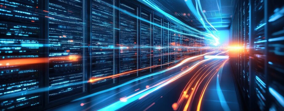 Advanced server setup in a secure server room with optimal conditions for equipment performance