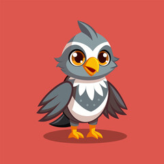 Fototapeta premium Adorable Cartoon Bird Illustration - Cute Gray Bird Character