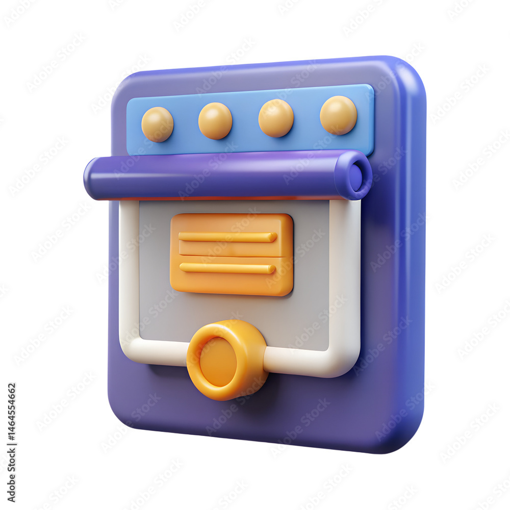 Poster a captivating high quality 3d rendering icon of a futuristic dashboard or control panel with a gloss