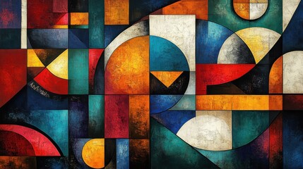 Fototapeta premium An energetic Cubism-inspired design with angular shapes, bold lines, and vibrant hues