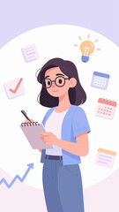 Vector of a confident modern woman, designed in a clean flat style. perfect for branding, editorial, or merch use.