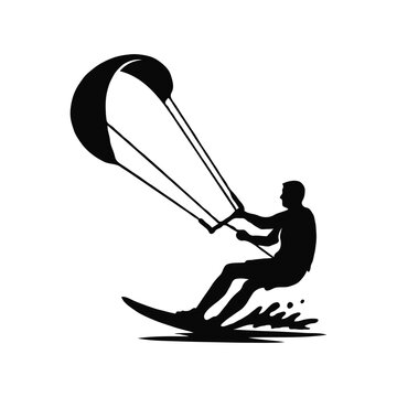 Silhouette of a man in kitesurfing