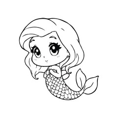 Fototapeta premium Cute mermaid vector on white background