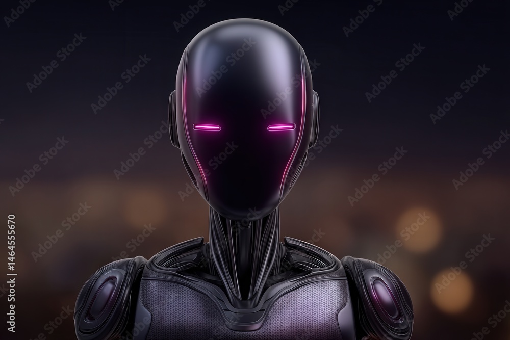 Poster futuristic humanoid robot with sleek design and glowing features capturing the essence of advanced t